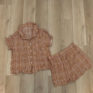 Brown and White Pajama Set for Cozy Comfort